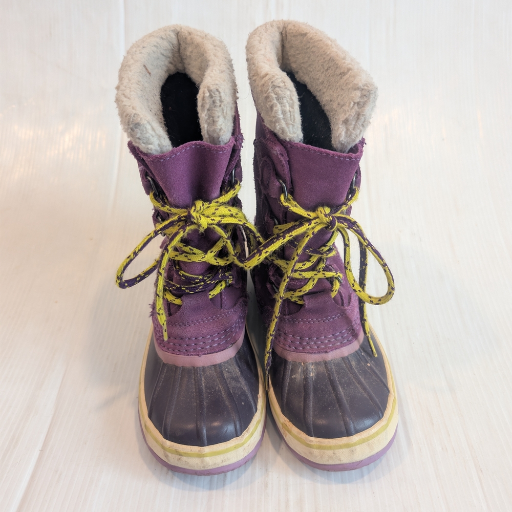 L.L. BEAN Kids Purple Suede Lace-up Winter Snow Duck Boots Size 1 - Picture 3 of 10
